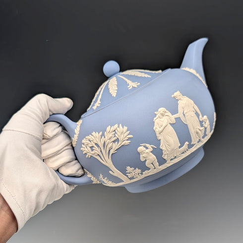 英國復古韋奇伍德茶壺 Jasperware 淡藍色